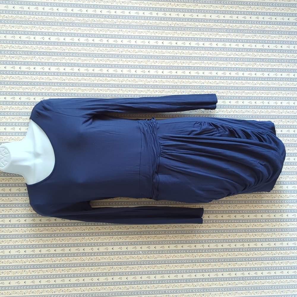Asos Navy Long Sleeve Draped Skirt Dress 6
